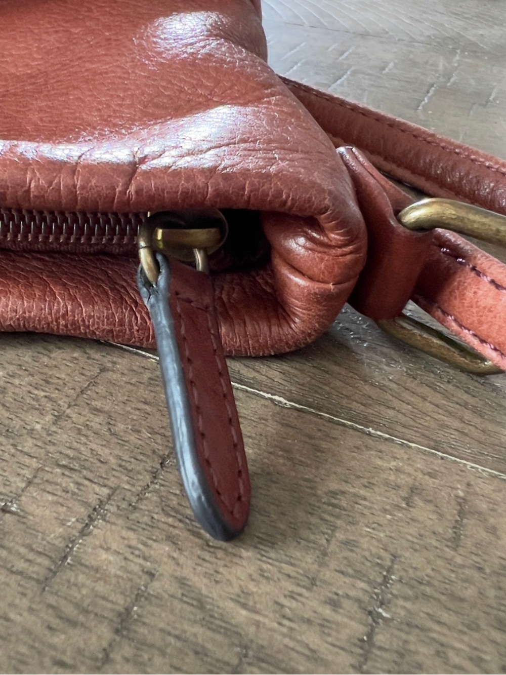 margot New York Leather Saddle Bag - Cognac Brown - Picture 8 of 12